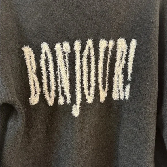 a new day Black Cowl Neck Sweater with White 'Bonjour' Detail - Picture 5 of 6